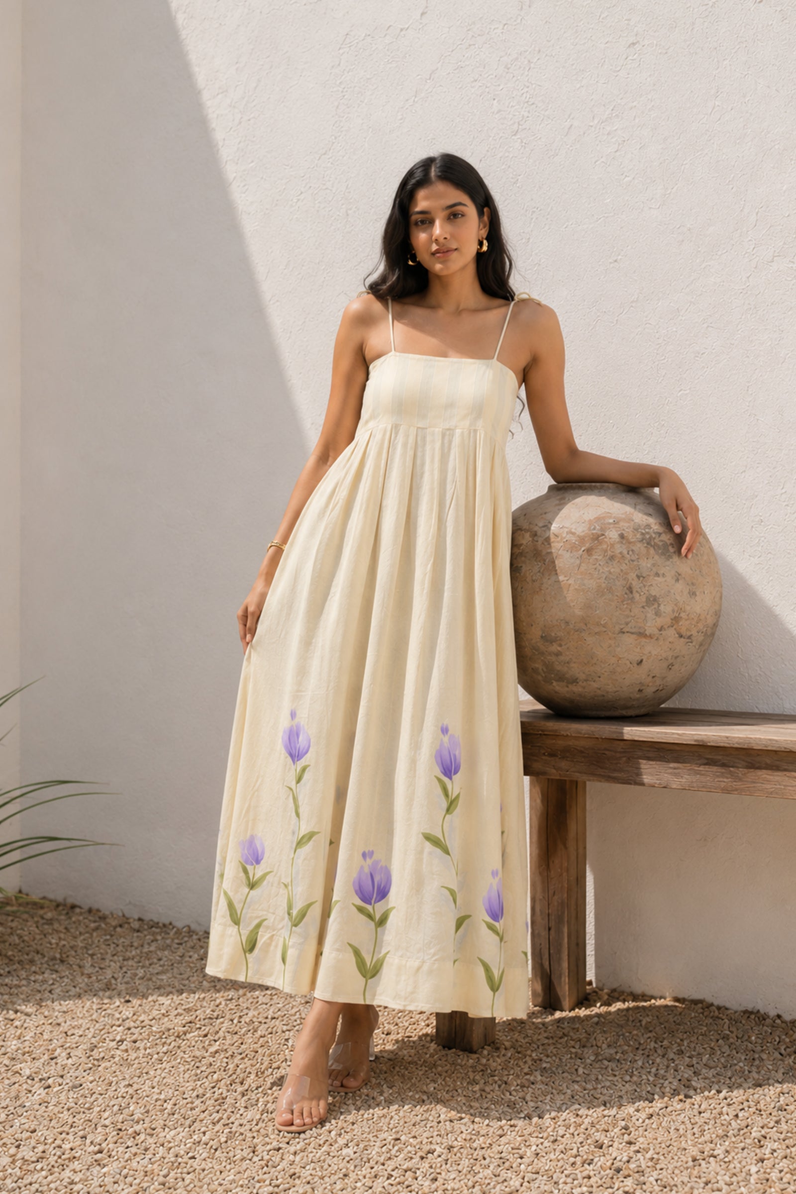 Phool White Hand-painted Dress