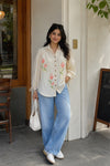 Aabroo White Hand-painted Shirt
