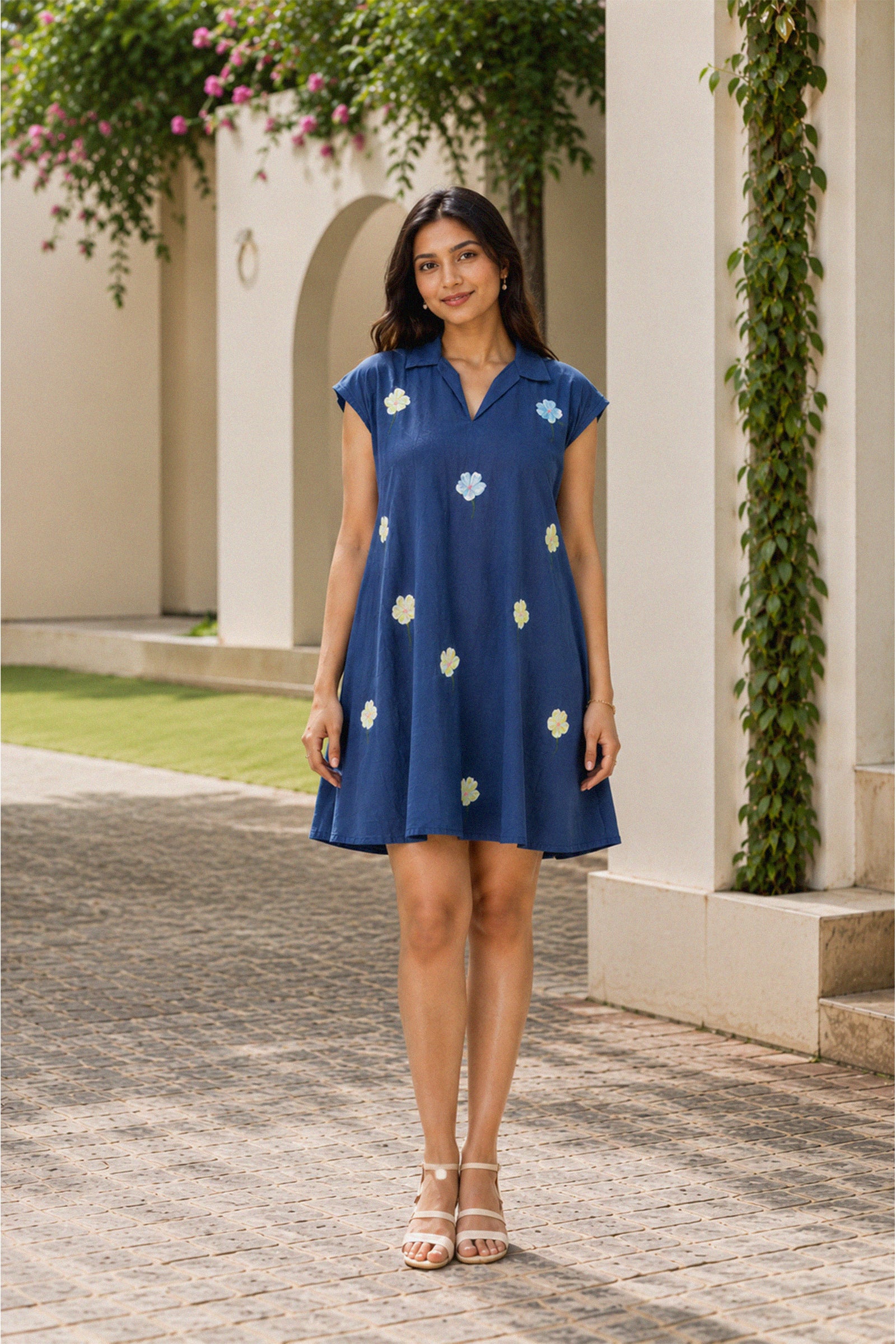 Dil Se Doodle Blue Hand-painted Dress