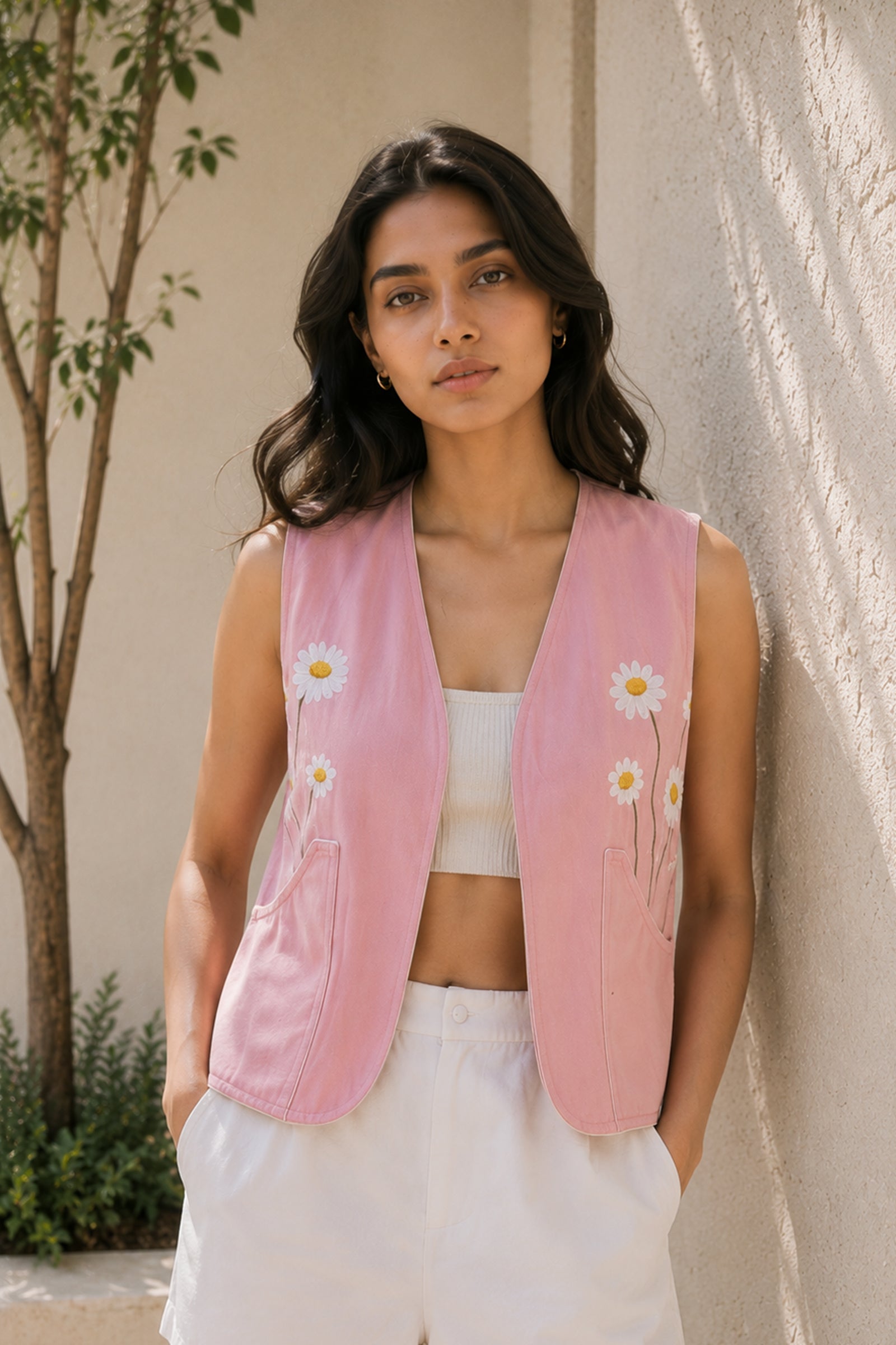 Daisy Darling Pink Hand-painted Vest