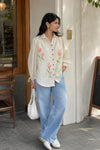 Aabroo White Hand-painted Shirt