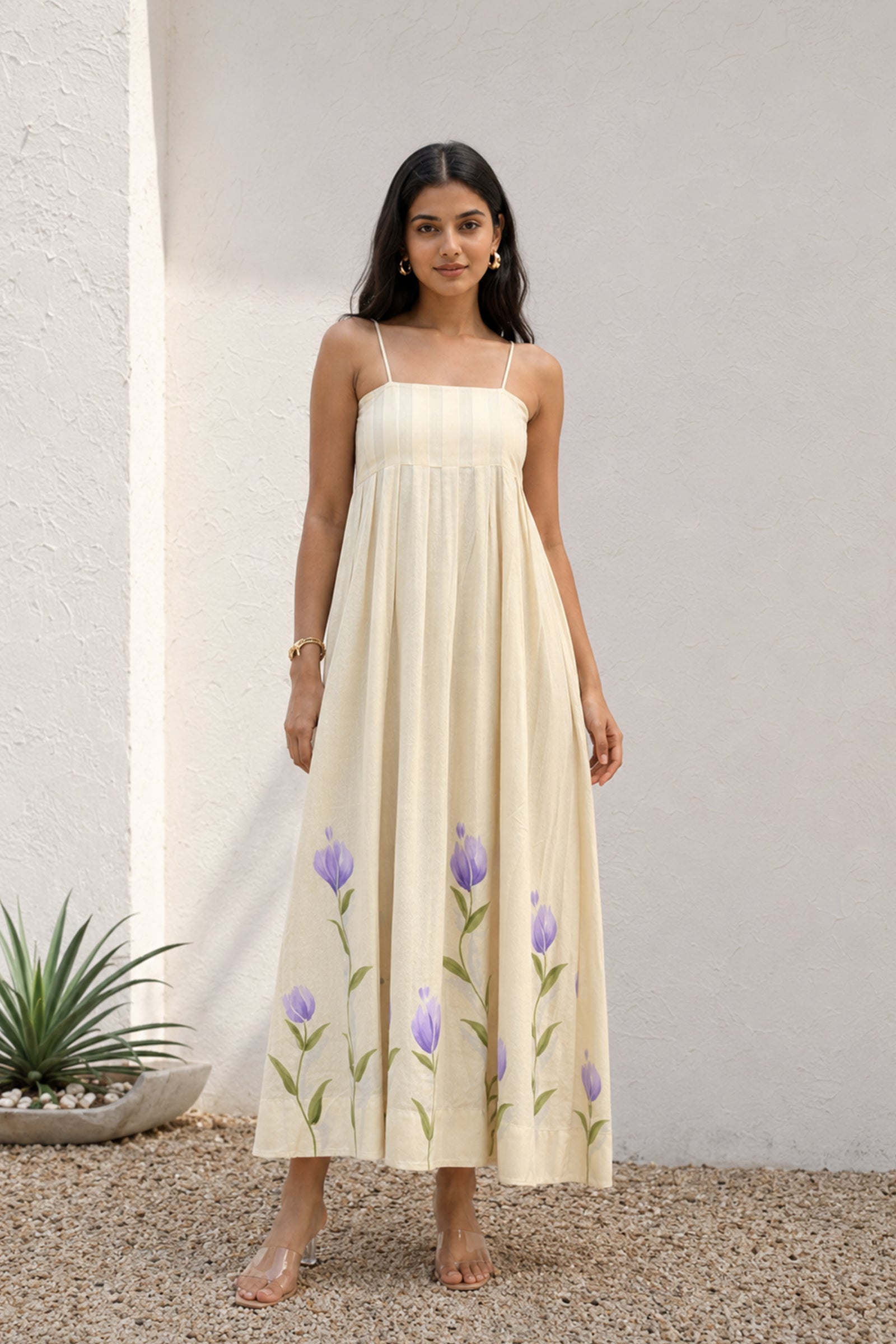 Phool White Hand-painted Dress