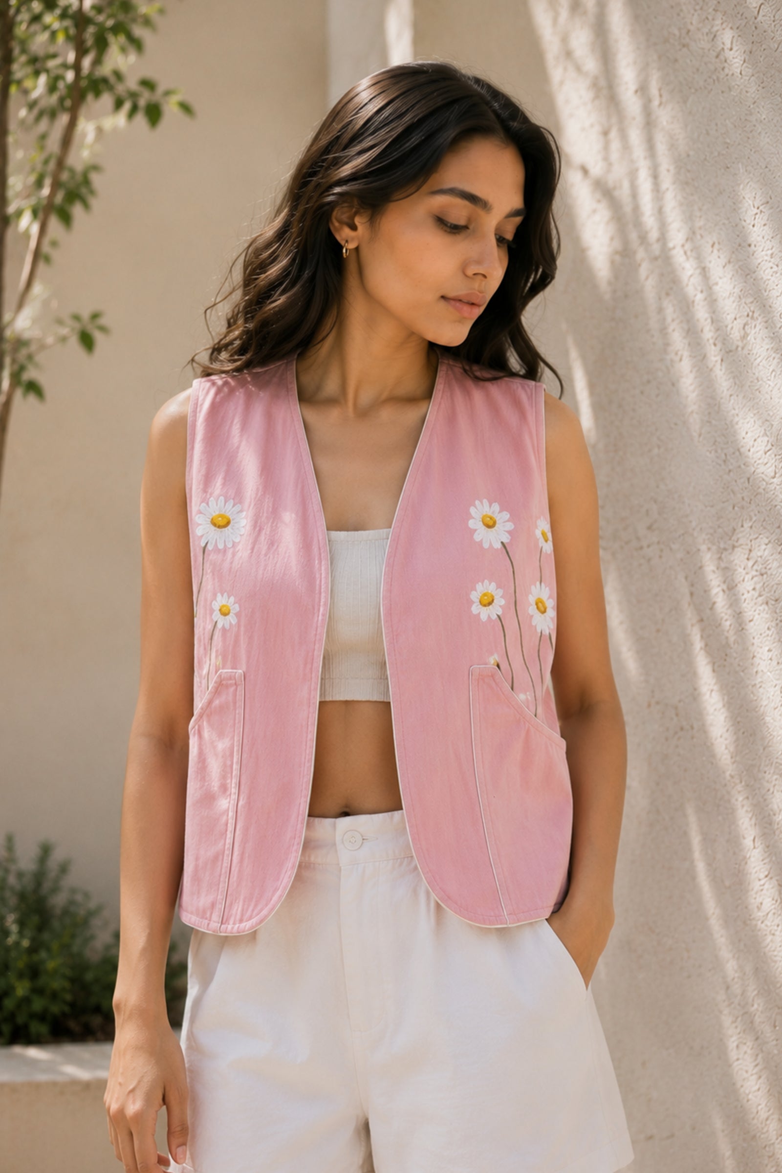 Daisy Darling Pink Hand-painted Vest