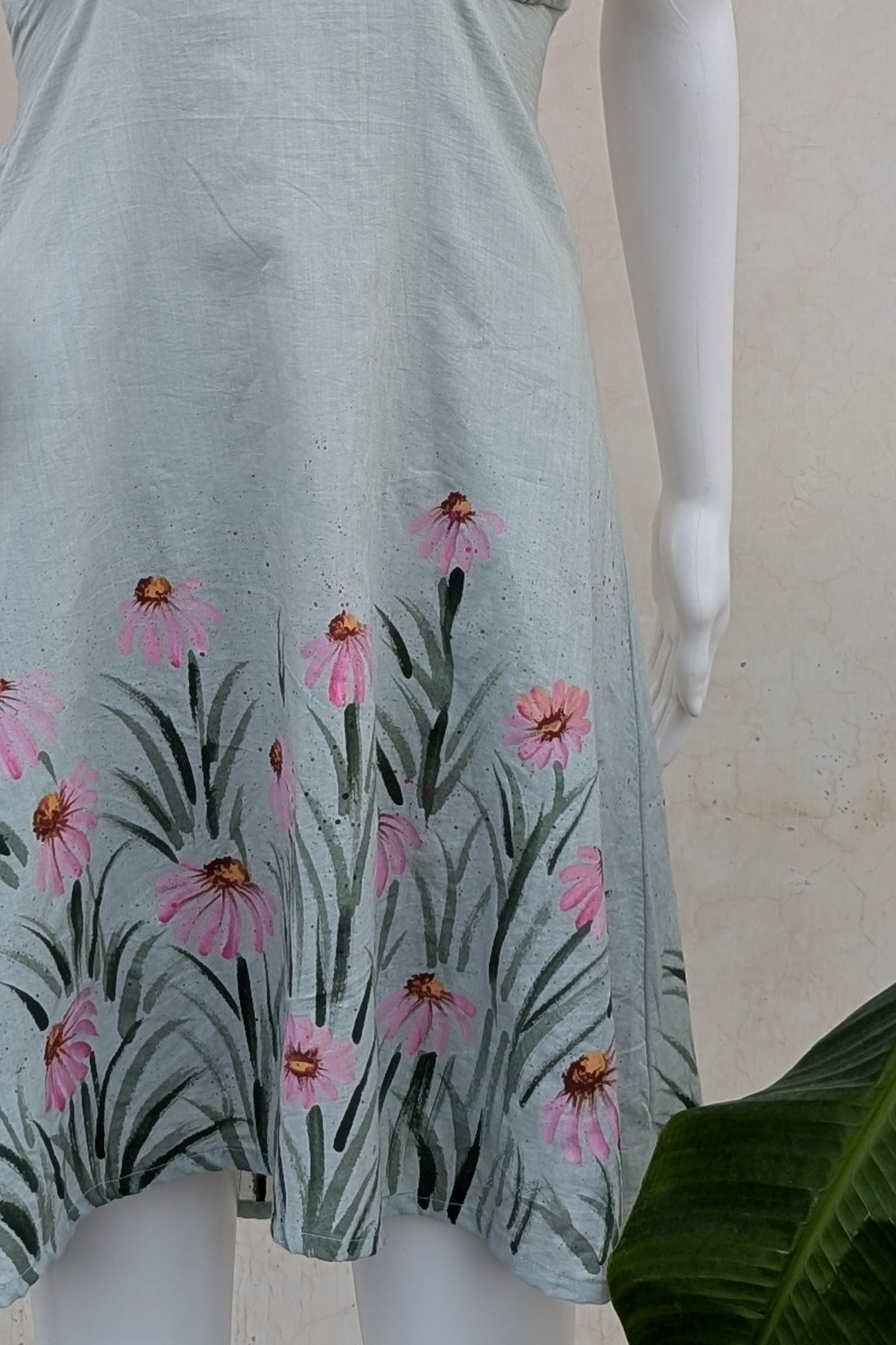 bageecha blue halter neck handpainted dress