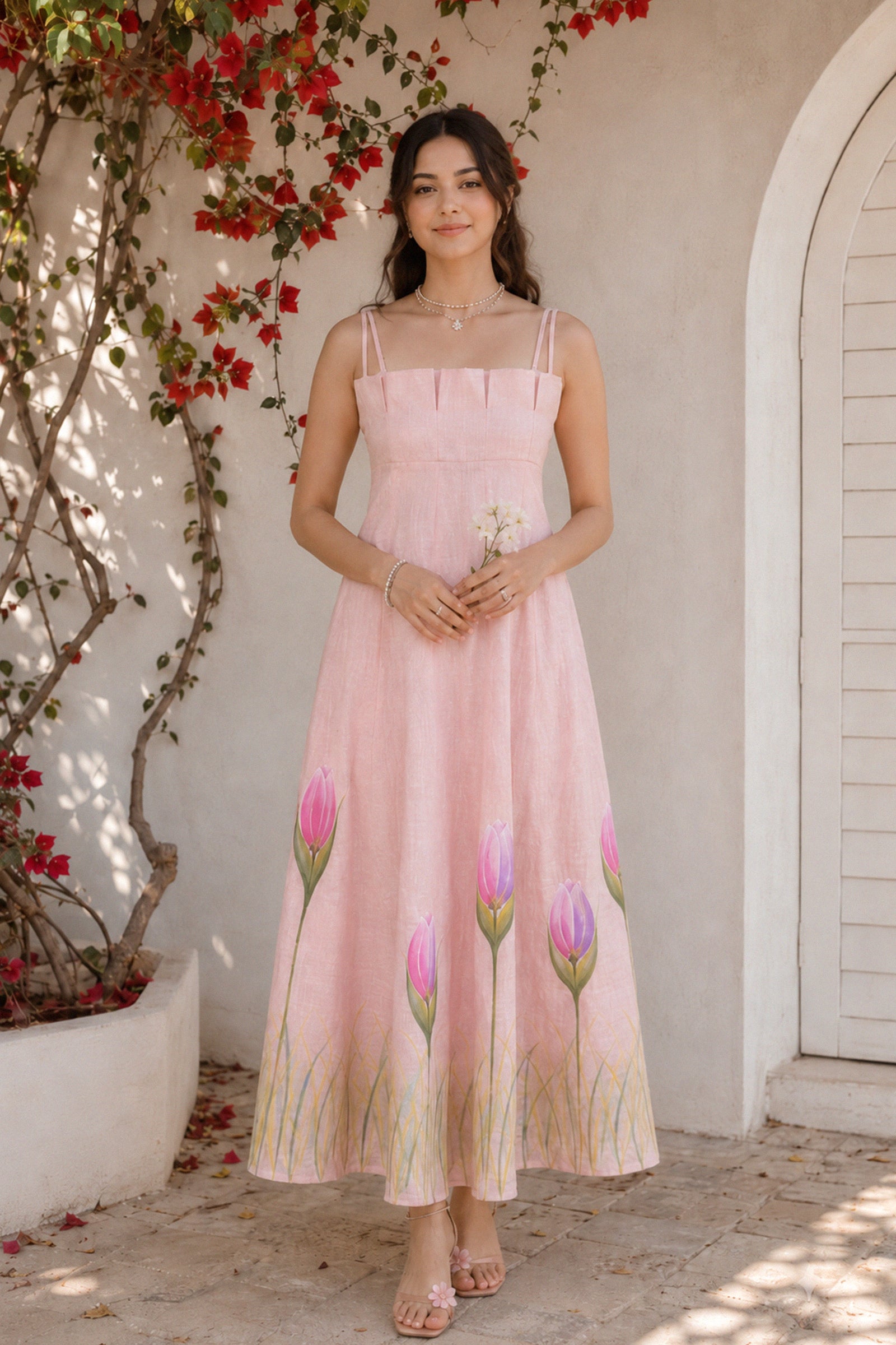 dilruba pink handpainted dress