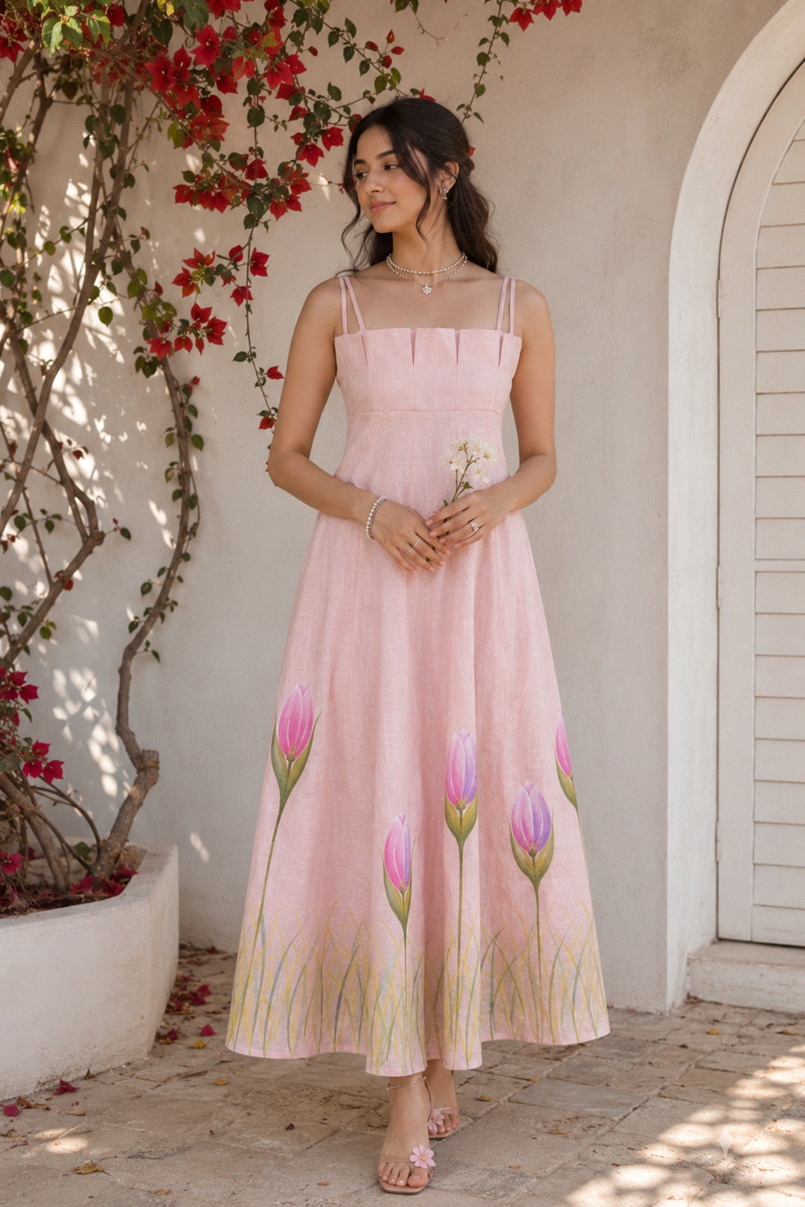 dilruba pink handpainted dress