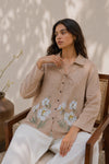 mitti ki khushboo beige linen handpainted shirt 