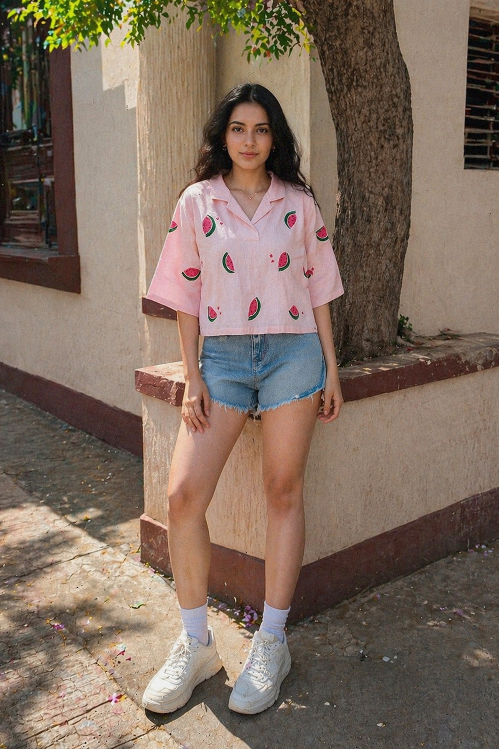 zara hatke pink cottonl hand-painted shirt