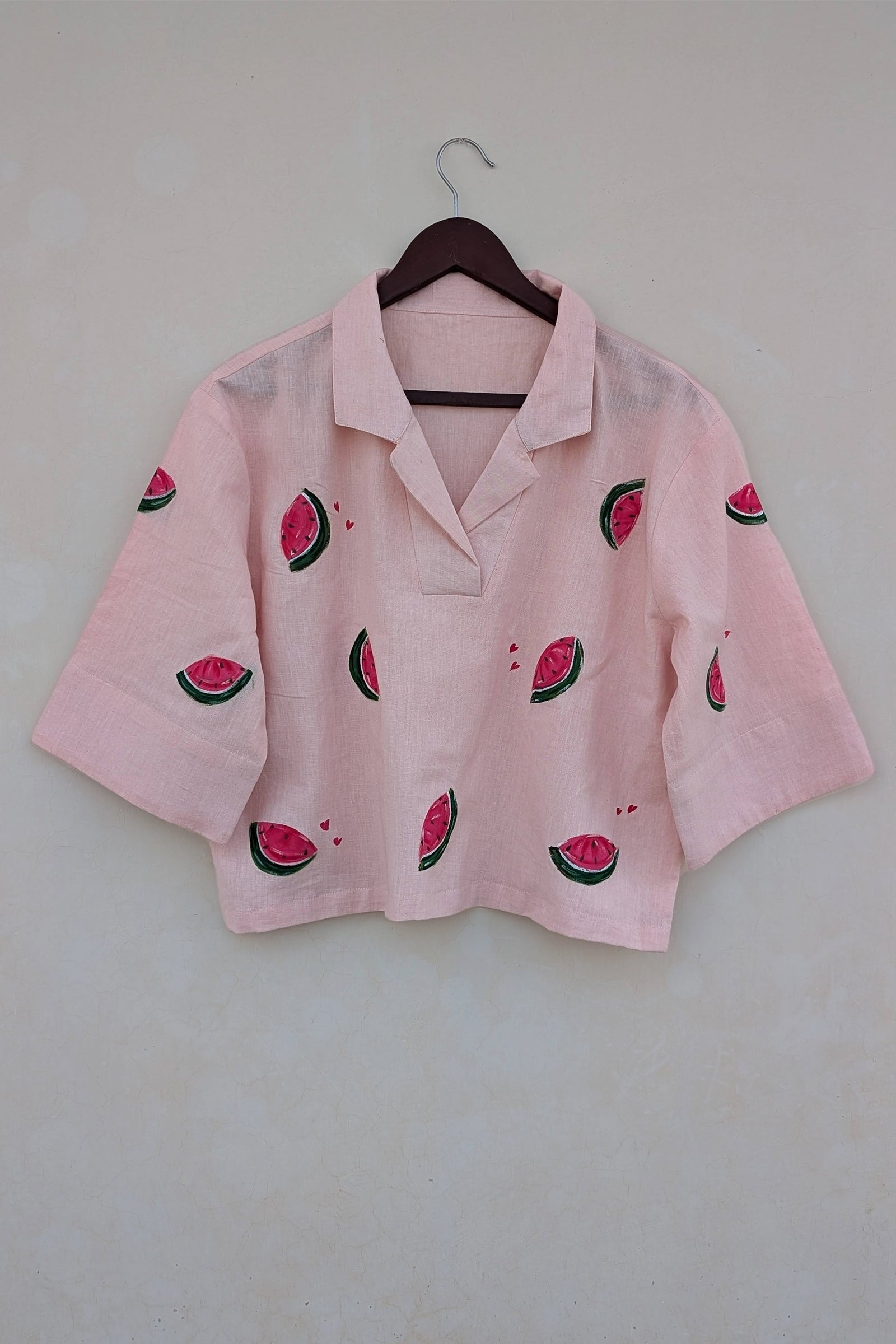 zara hatke pink hand-painted shirt